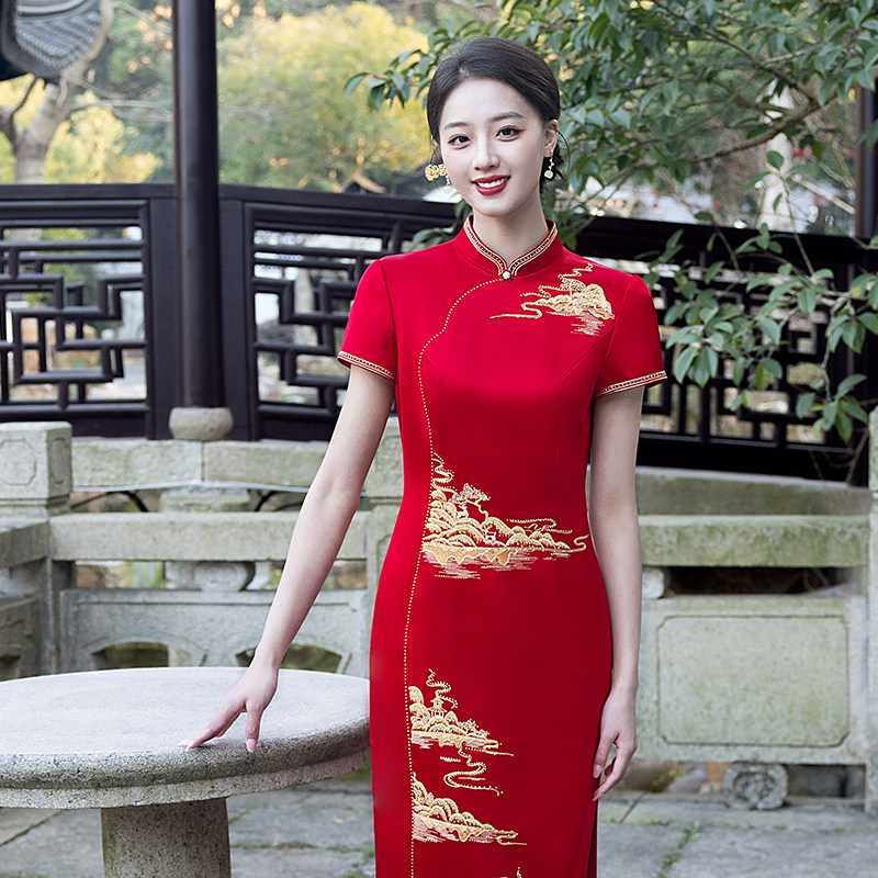 婚宴刺绣旗袍2025新款夏季喜婆婆