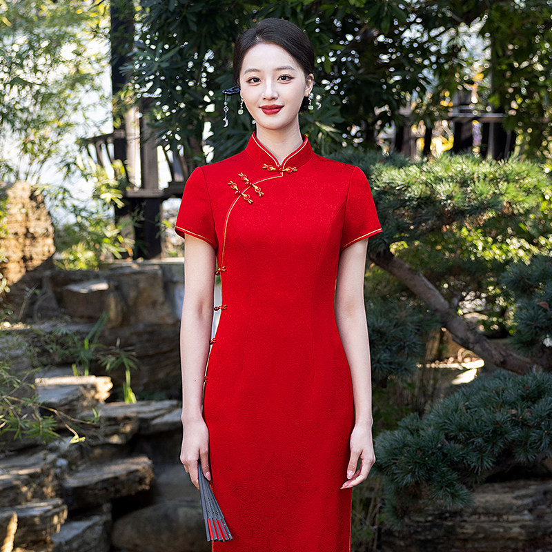 喜婆婆妈妈婚宴旗袍礼服夏季新款