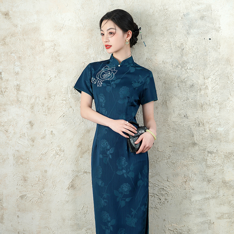 显瘦收腰旗袍妈妈洋气复古气质