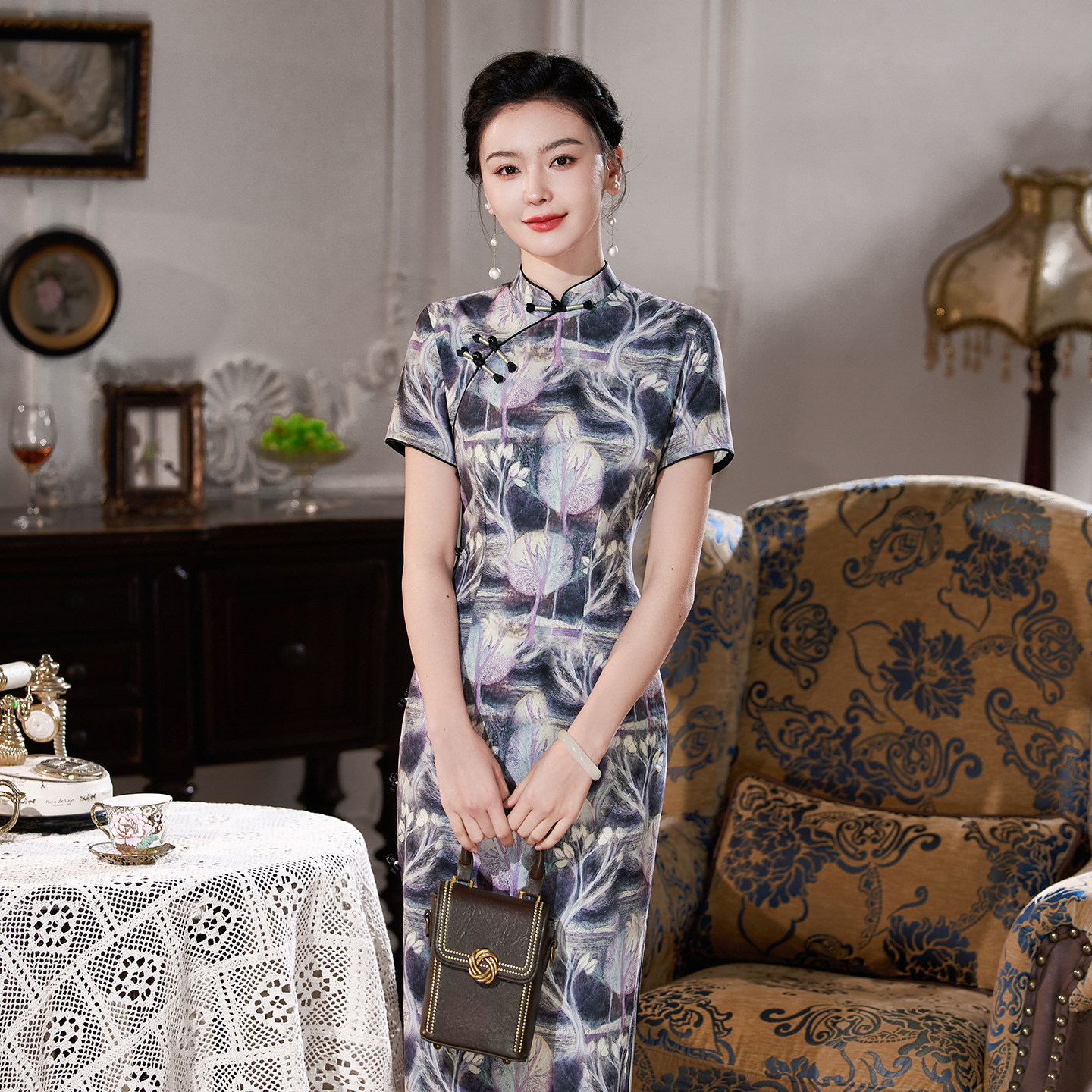 老上海水墨复古旗袍2025新款夏