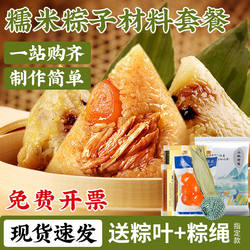 手工diy包粽子的材料蛋黄肉粽豆沙蜜枣甜味粽叶糯米全套端午团购