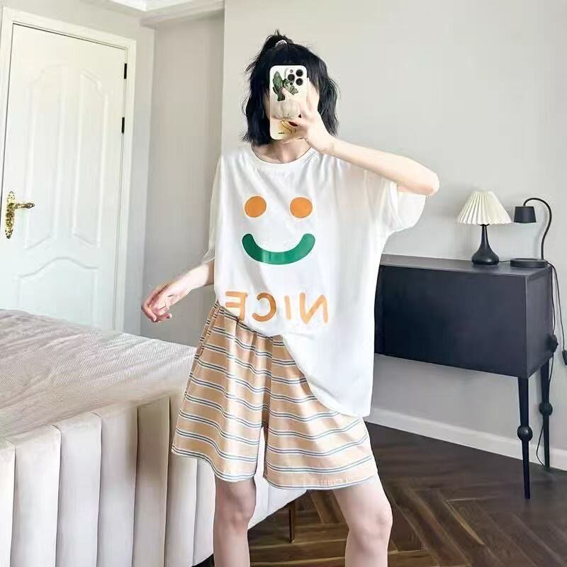 短袖短裤套装夏天休闲宽松家居服