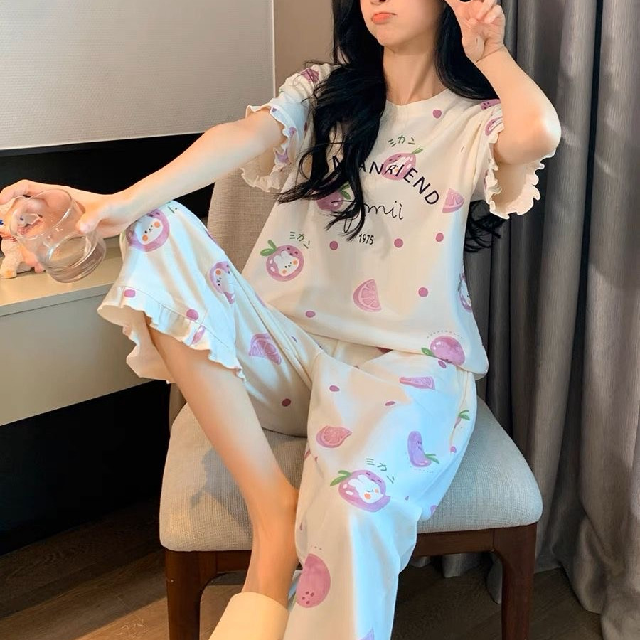 夏季卡通可爱睡衣女可外穿家居服