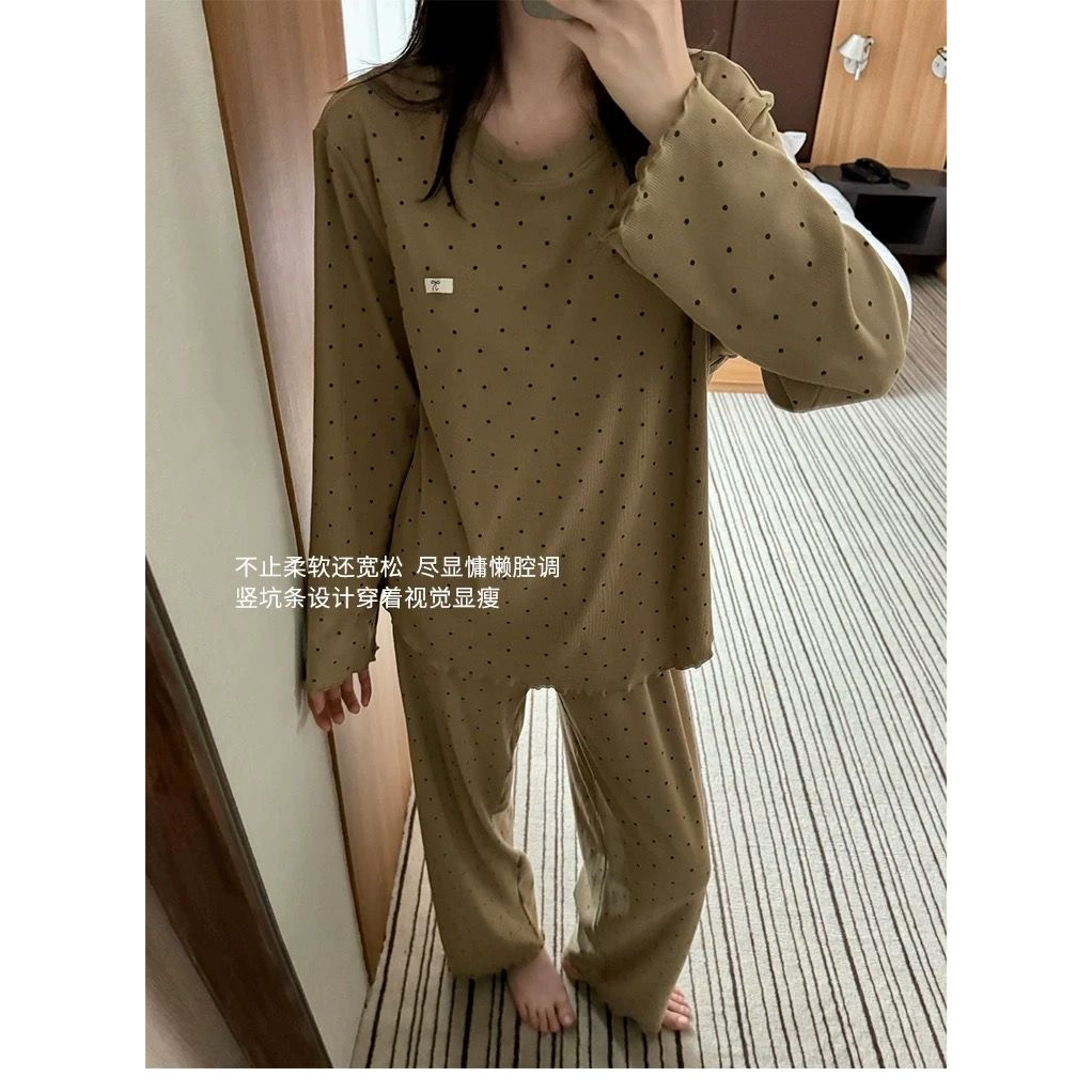 长袖长裤居家睡衣女士春秋季保暖甜美学生家居服可外穿宽松两件套