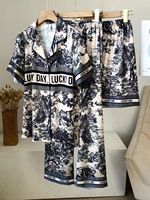 韓版情侶睡衣休閑顯瘦夏季高級感情侶短袖短褲長褲家居服三件套裝