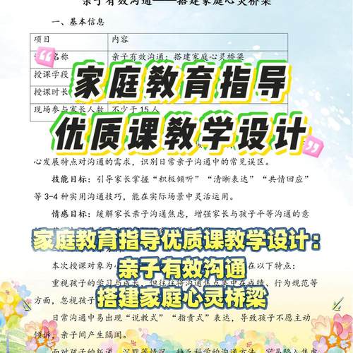 家庭教育指导优质课程教学设计亲子沟通学习习惯
