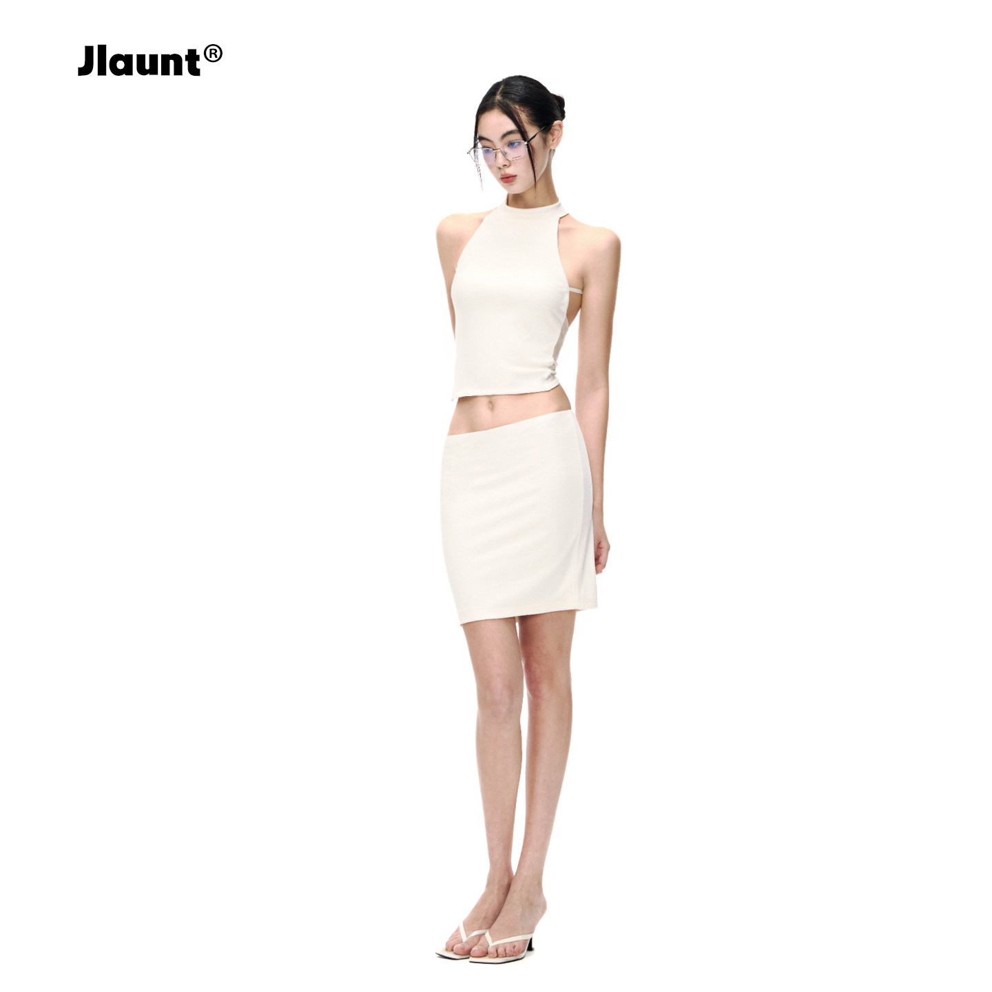 JLAUNT 白色半身裙女夏季设计感修身显瘦美式辣妹紧身包臀短裙子