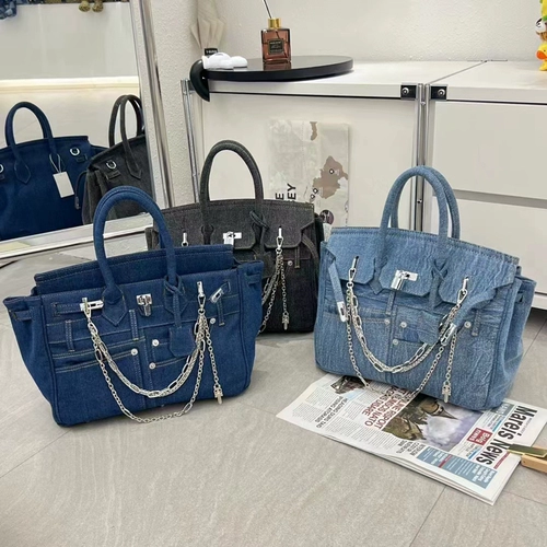 Джинсовая сумка на одно плечо для отдыха, дизайнерские штаны, платиновая цепь, популярно в интернете, на цепочке