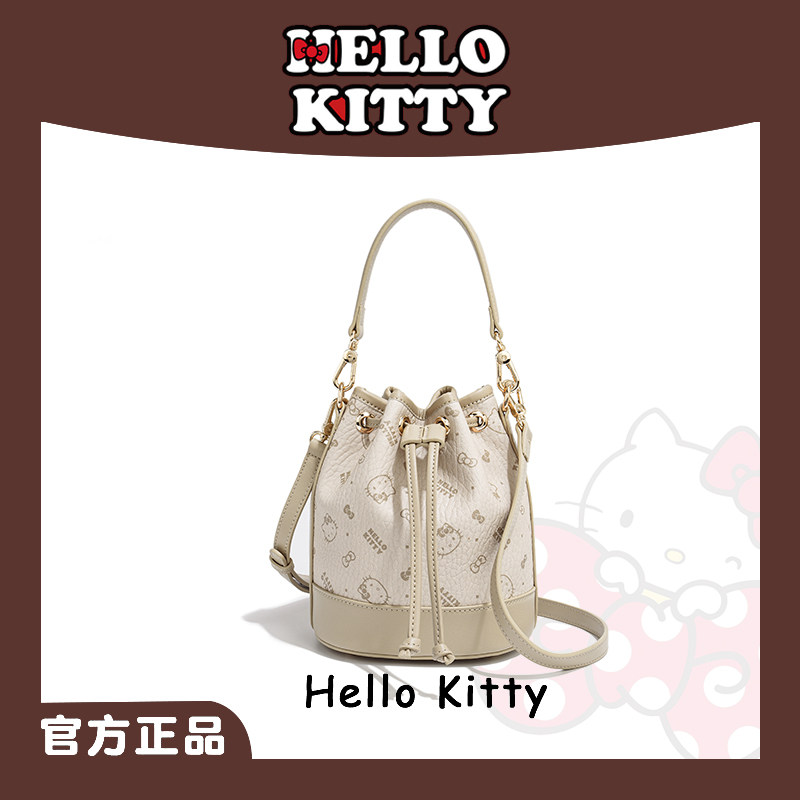 HelloKitty凯蒂猫水桶包高级感印花手提包女小香风休闲斜挎单肩包,箱包皮具/热销女包/男包,水桶包,淘宝优惠券,粉丝福利购,淘宝优惠卷