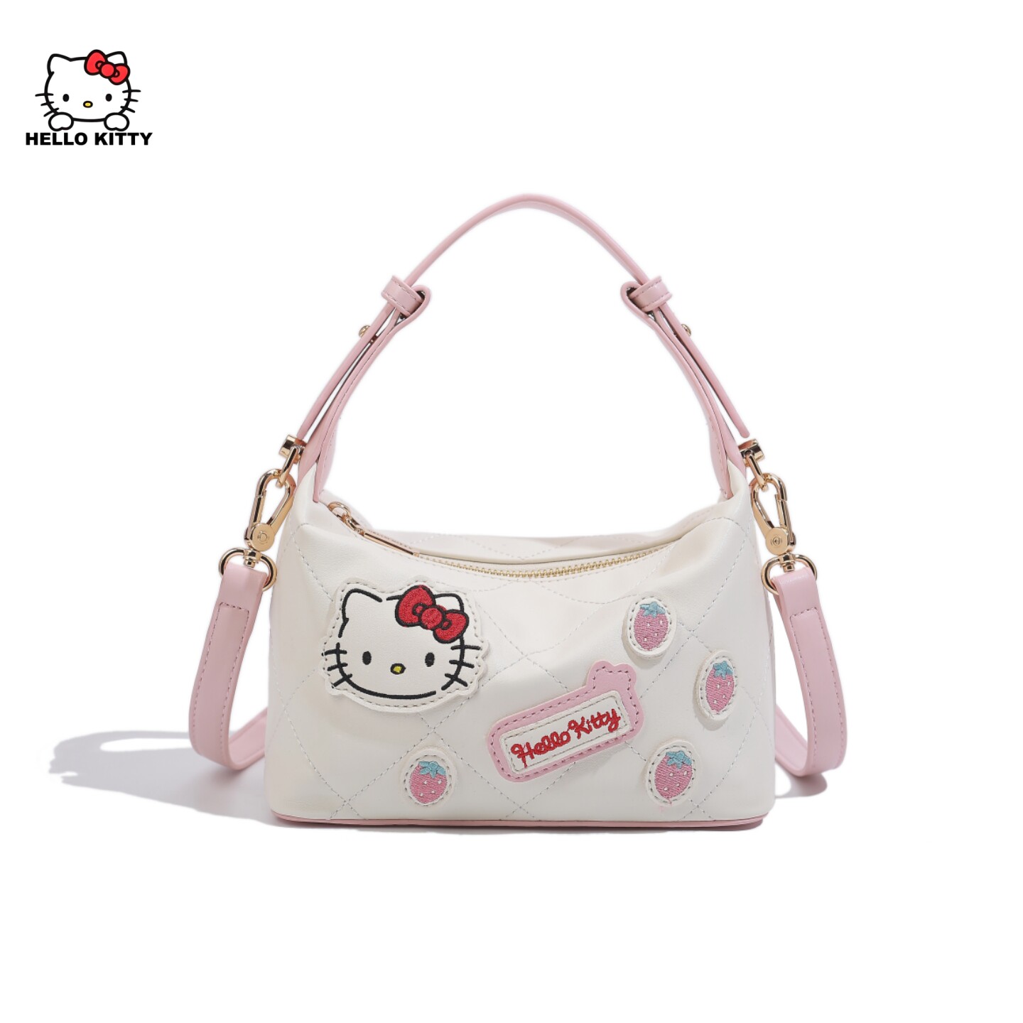 HelloKitty凯蒂猫枕头包女菱格刺绣手拎手提包可爱少女斜挎单肩包