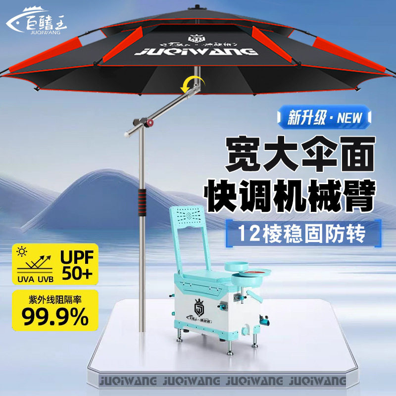 2025新款钓鱼伞机械臂大钓伞户外露营专用雨伞遮阳伞防暴雨拐杖伞