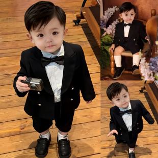 男童小西装套装春帅气周岁礼服男宝儿童高级感花童男孩生日宴西服
