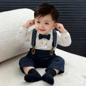 儿童可爱生日宴衣服夏 抓周背带裤 周岁礼服春洋气男童宝宝西装 套装