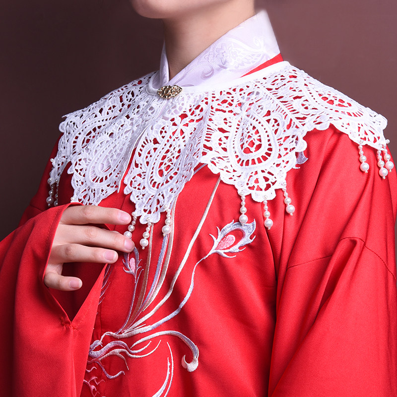 汉服云肩珍珠蕾丝披肩流苏明制配饰少女古风饰品子母扣镂空假领子在类目 服饰配件/皮带/帽子/围巾, 围巾/丝巾/披肩中 - 来自Buy2taobao.com提供专业的淘宝代购服务