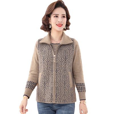 中老年女装妈妈装针织衫两件套