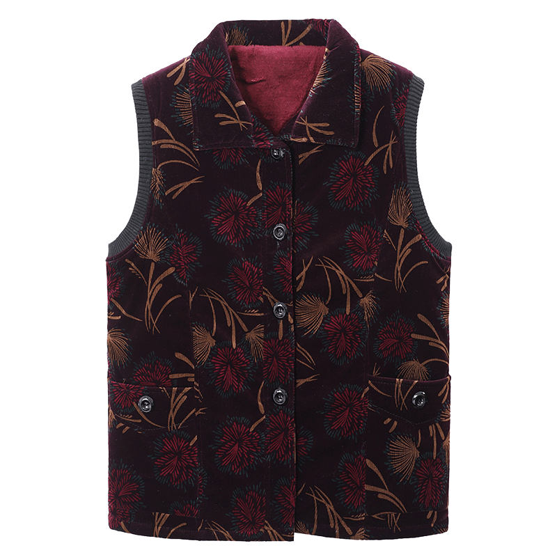 中老年人马女甲妈妈秋冬装加绒棉衣马夹背心老太太奶奶灯芯绒坎肩