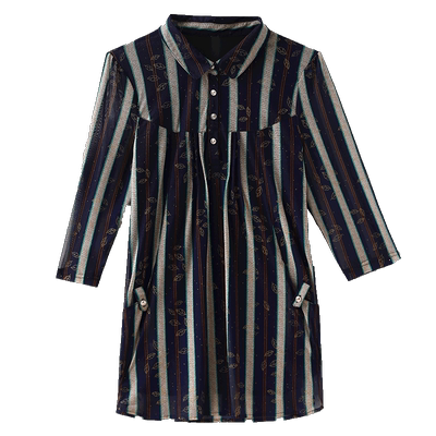 中袖加肥加大码衬衫领t恤妈妈装