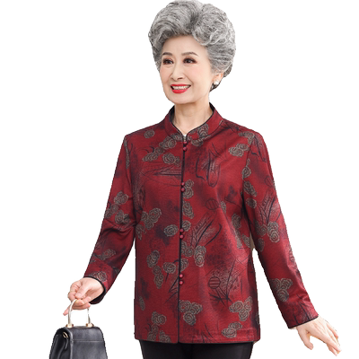 中老年人女夏装长袖薄衬衣春秋装