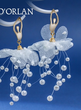 芭蕾舞女孩纯银耳环女气质韩国个性耳坠设计感小众耳钉网红潮耳饰