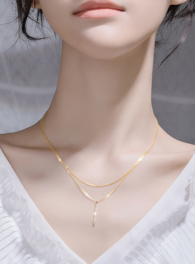 925纯银双层项链女网红ins简约气质2020年新款潮锁骨链送女友礼物