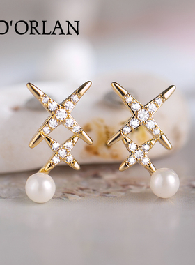 韩国精致珍珠雪花纯银耳环通勤百搭个性耳钉气质耳饰女高级设计感