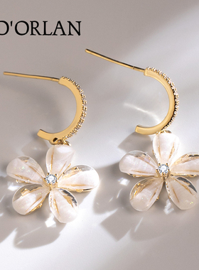 韩国气质花朵耳钉少女清新花瓣纯银耳环耳饰2022年新款潮秋冬耳坠