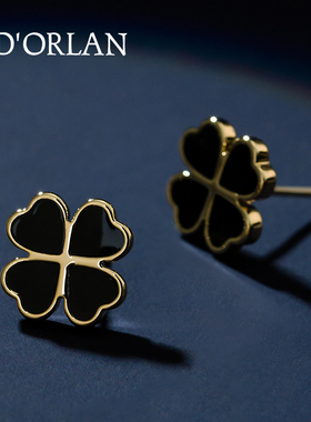 925纯银四叶草耳钉女网红简约耳环韩国2022年新款潮饰气质高级感