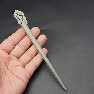 和田玉喜上眉梢发簪玉簪仿古手工雕刻喜鹊梅花玉簪子汉服发饰头饰