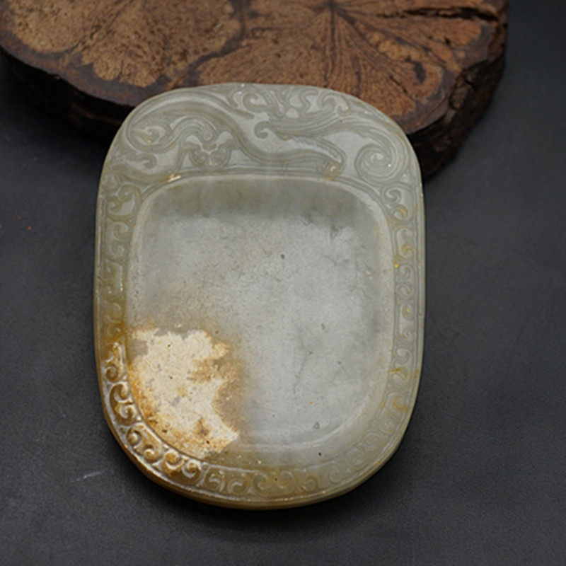 岫玉砚台玉佩仿古雕刻螭龙笔掭笔觇小摆件文房用品毛笔笔添玉镇纸