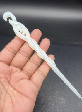 新款仿白玉白蛇缘起发簪琉璃簪子新中式发钗汉服头饰发饰支持刻字