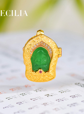 S925银镀象神新中式嘎乌盒吊坠