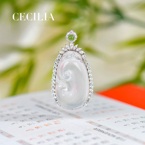 轻奢水沫玉新中式S925银包边吊坠