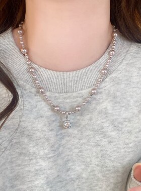 曼塔玫瑰方糖珍珠项链女款