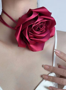 布料女立体大花朵系脖绑带颈花饰