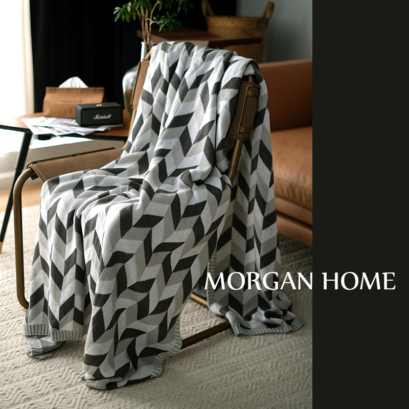 北欧ins和式灰色系毛线针织毯