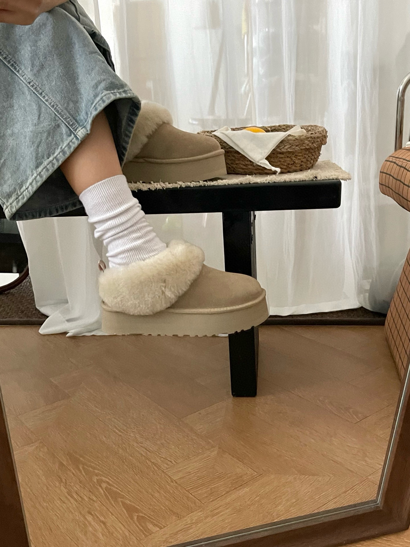 桑坡村2025新款女冬季厚底保暖百搭韩系简约塔茨勒便鞋