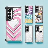 韩国MOLAN适用三星Galaxy fold7手机壳线条猫卡通折叠屏透明w26心系天下防摔带磁吸保护套全包铰链保护壳