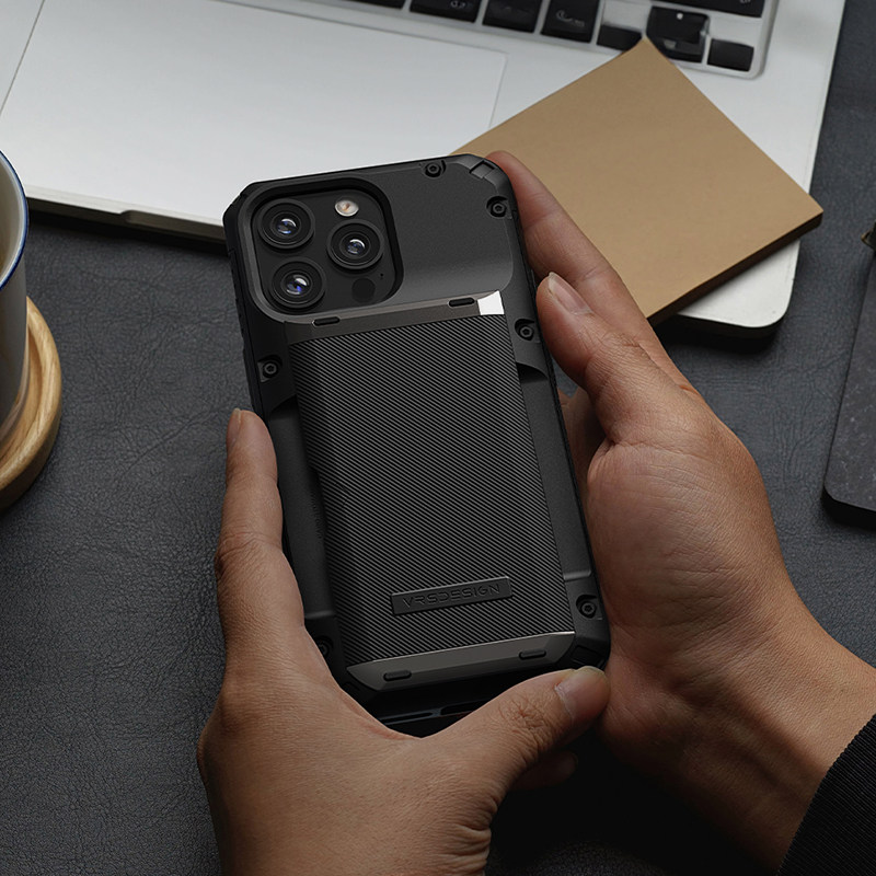 韩国VRS适用 苹果15promax手机壳可插卡iPhone15promax创意个性便携带支架保护套军工防摔可挂绳放卡4张