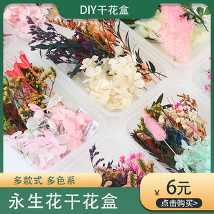 干花diy材料手工香薰蜡烛蜡片天然风干永生花diy材料包干花盒 混装