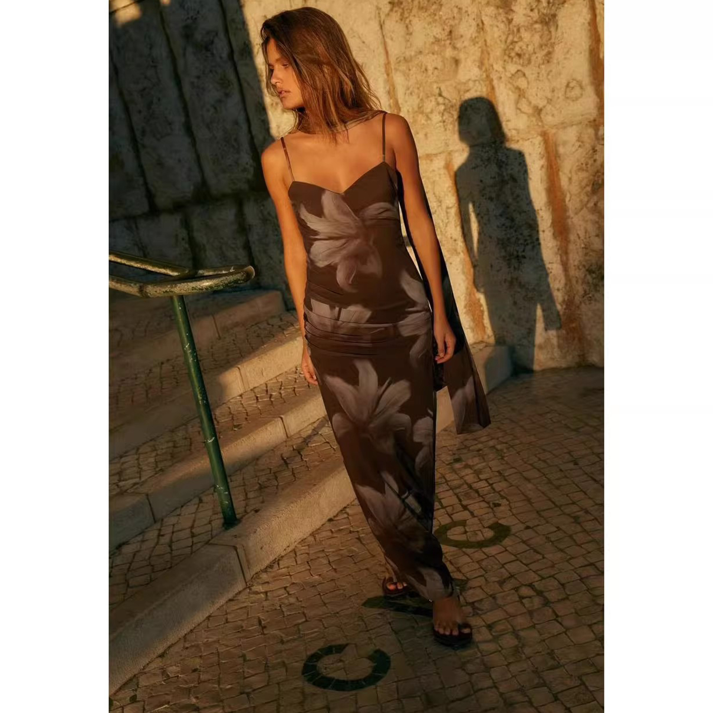 ZA同款定制2025秋季新品女装印花绢网围巾迷笛连衣裙 8220112 121