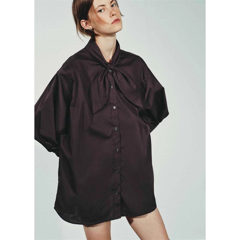 同款定制 2025秋季新品 TRF女装时尚百搭围巾府绸衬衫4661143 716