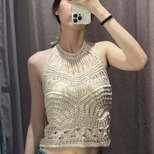 夏季 3991015 新品 镂空针织挂脖领露背休闲上衣 711 女装 专柜同款