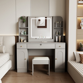 2025新款 梳妆台实木现代简约小型大容量组装 化妆桌主卧带镜子桌子