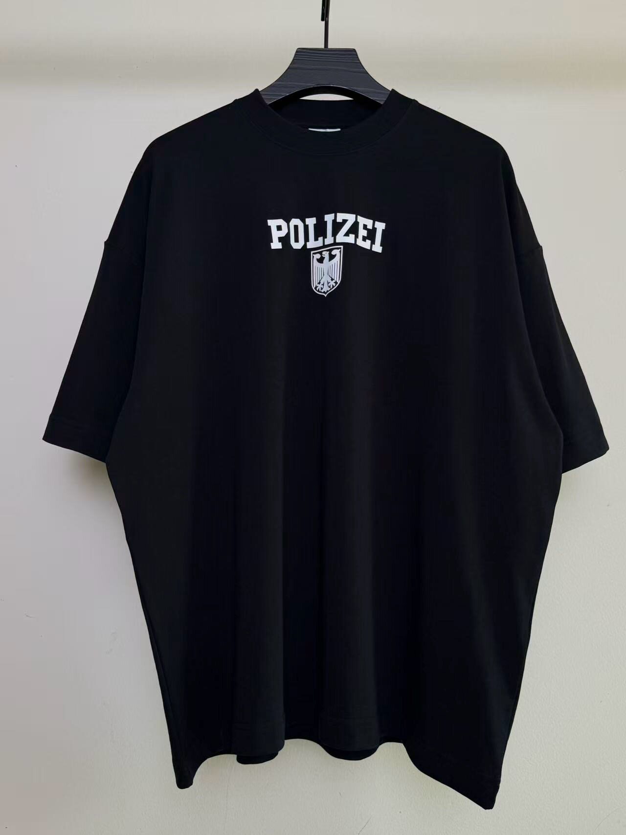 thumbnail for In stock IETEMENTS POLIZEI New Constable Black Loose Short Sleeve Shield T-Shirt
