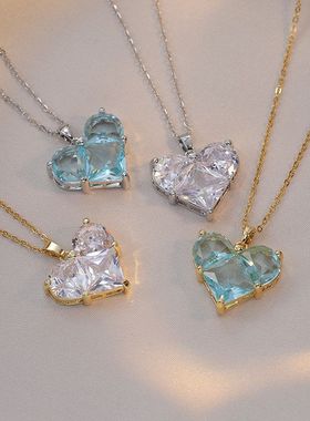 钛钢项链女锆石时尚简约满钻甜酷