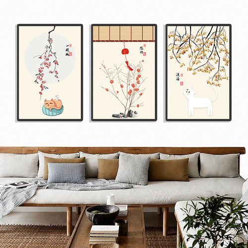 中国风民宿客厅装饰画新中式挂画