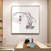 新中式 禅意极简装 饰画茶室国画花鸟画水墨进门玄关画荷花客厅挂画