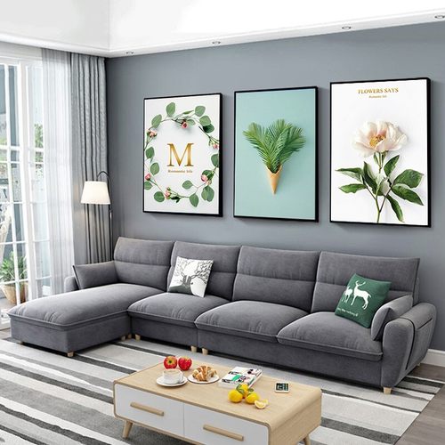 装饰画三联客厅背景现代简约