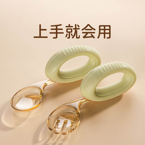 宝宝勺子儿童学吃饭训练勺婴儿硅胶PPSU不锈钢辅食短柄勺叉