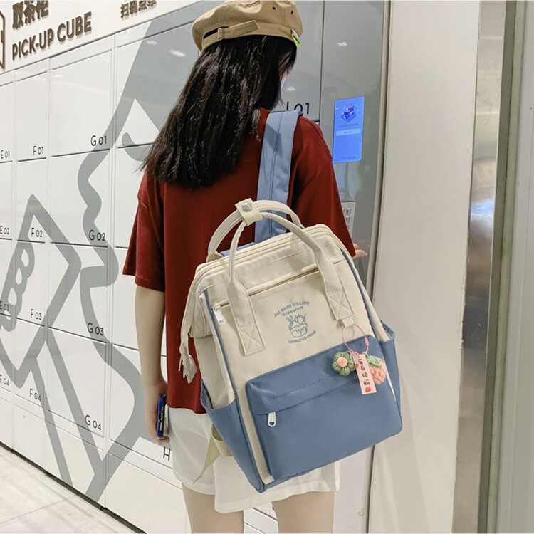 双肩包新款简约多用途大容量妈咪包时尚质感轻便尼龙母婴包